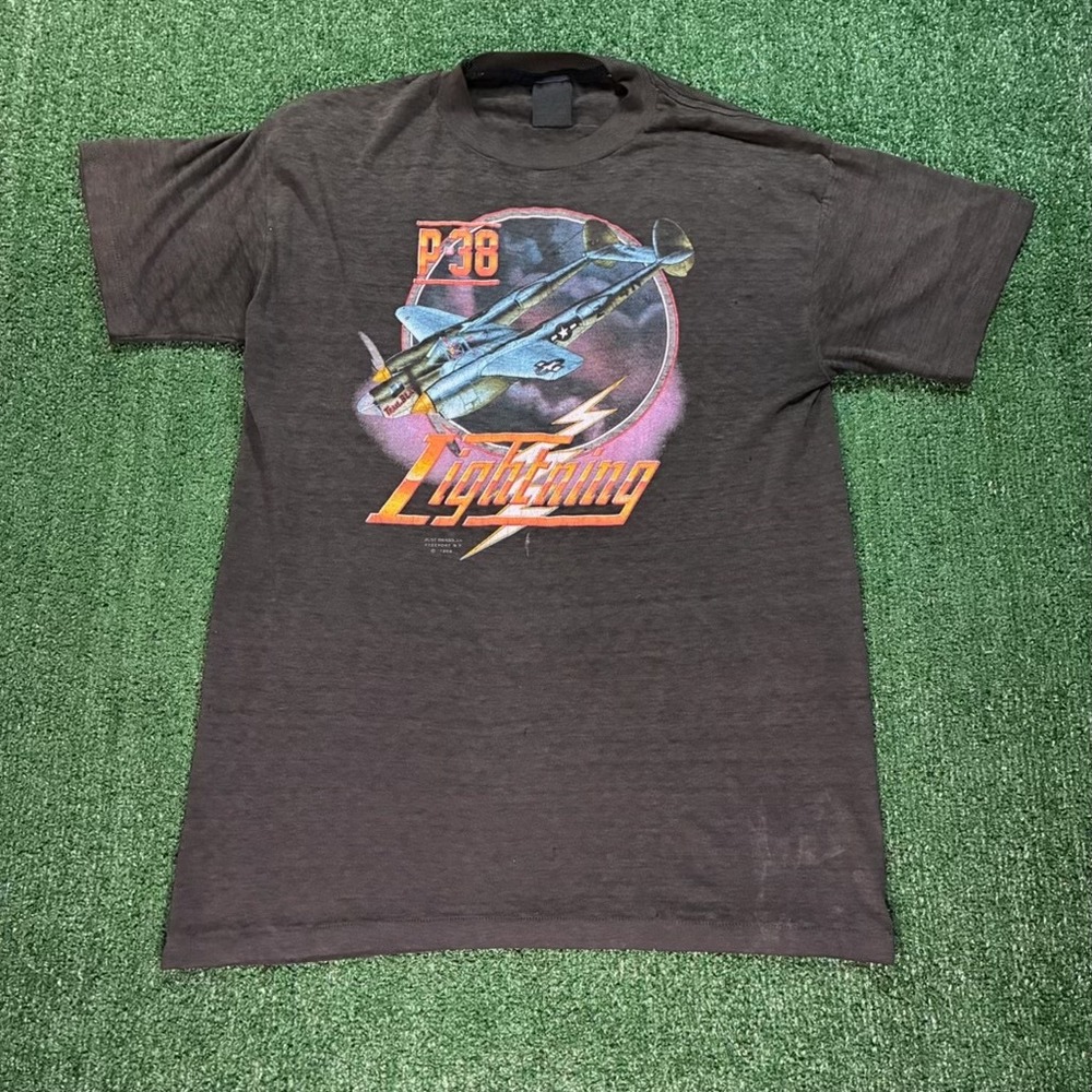 Vintage 80s 3D Emblem P-38 Lightning T-shirt